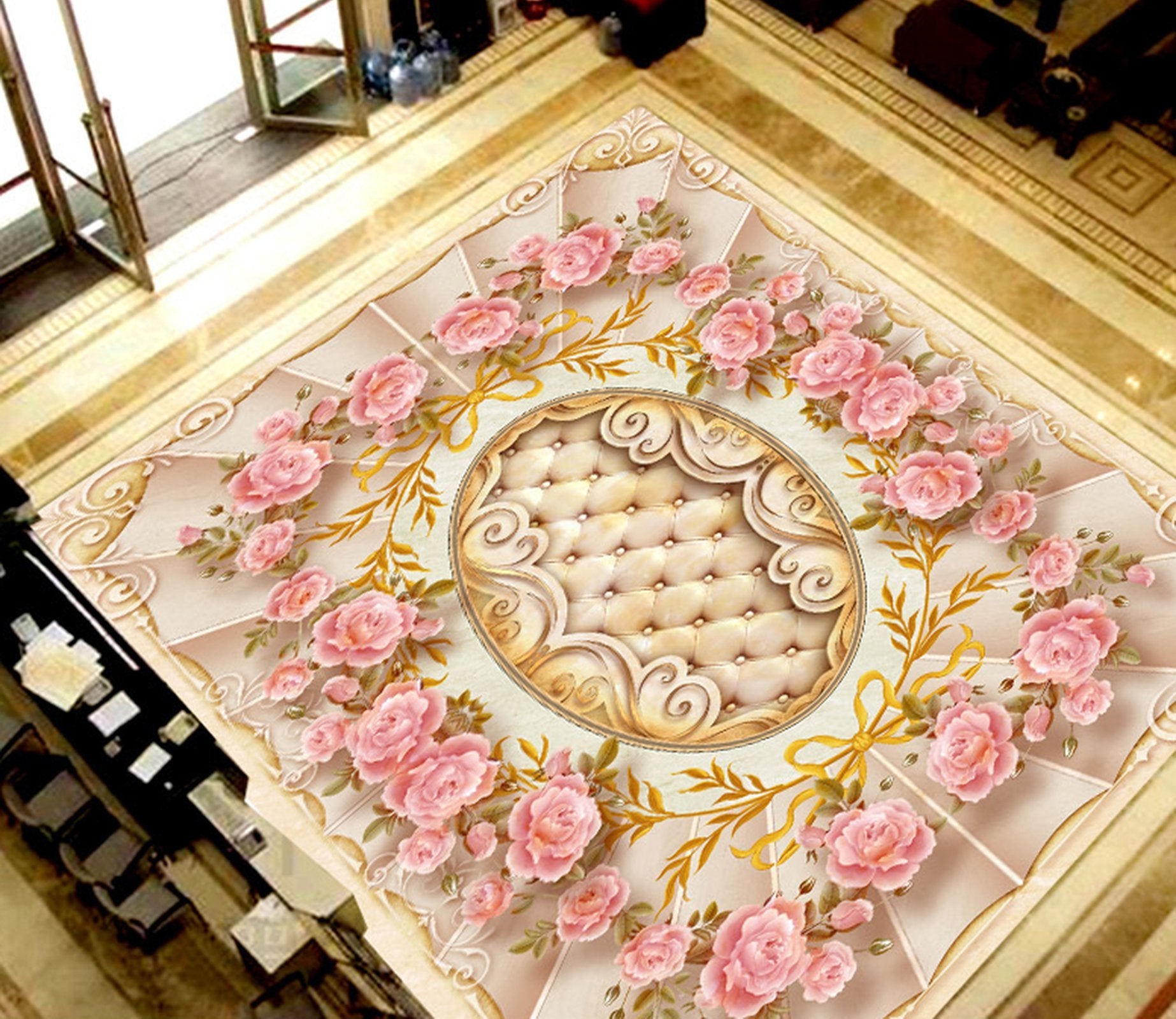 3D Pink Rose WG184 Floor Mural Wallpaper AJ Wallpaper 2 