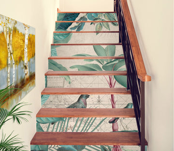 3D Leaves Tree Bird 10497 Andrea Haase Stair Risers