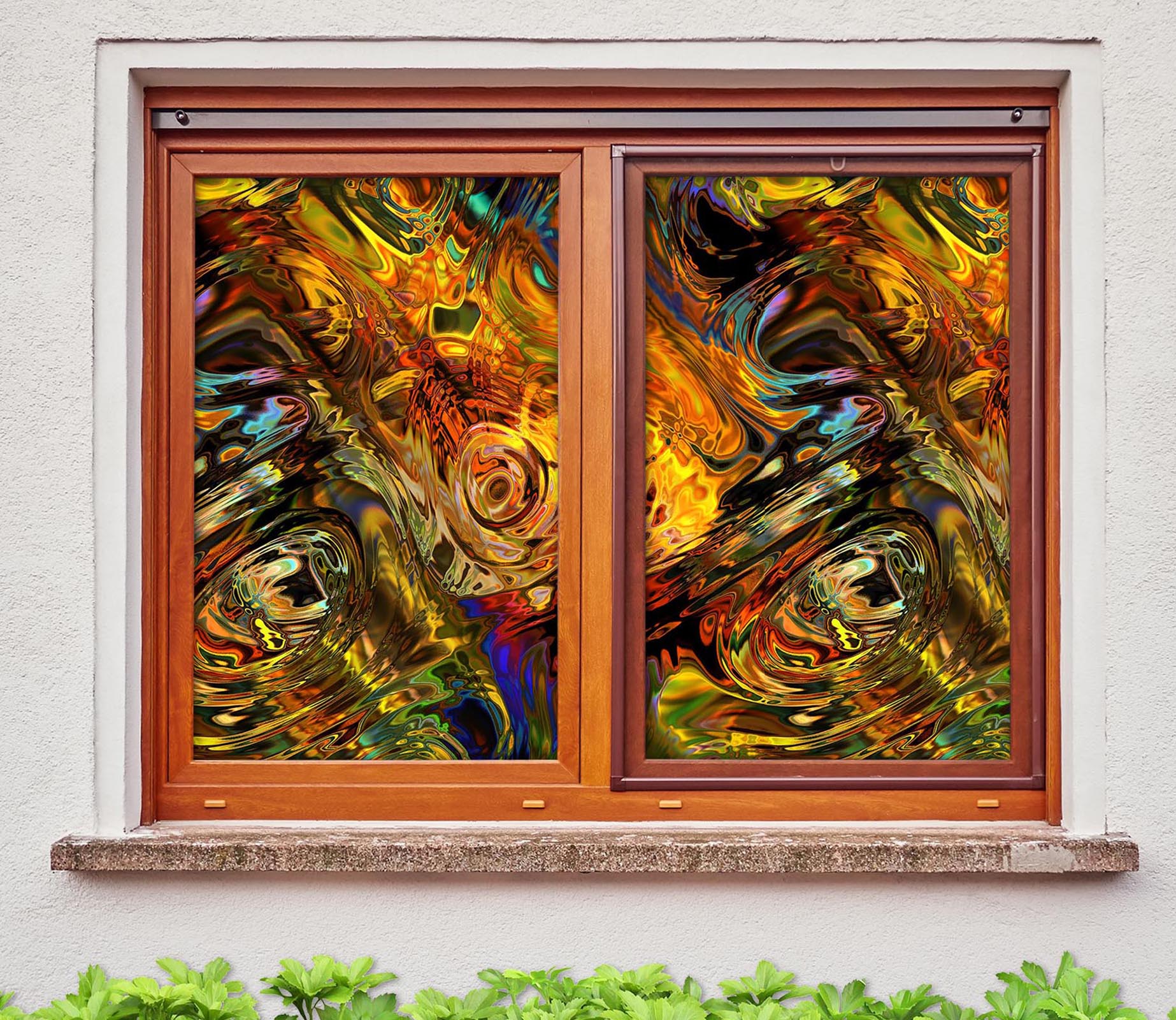 3D Water Pattern 278 Window Film Print Sticker Cling Stained Glass UV Block