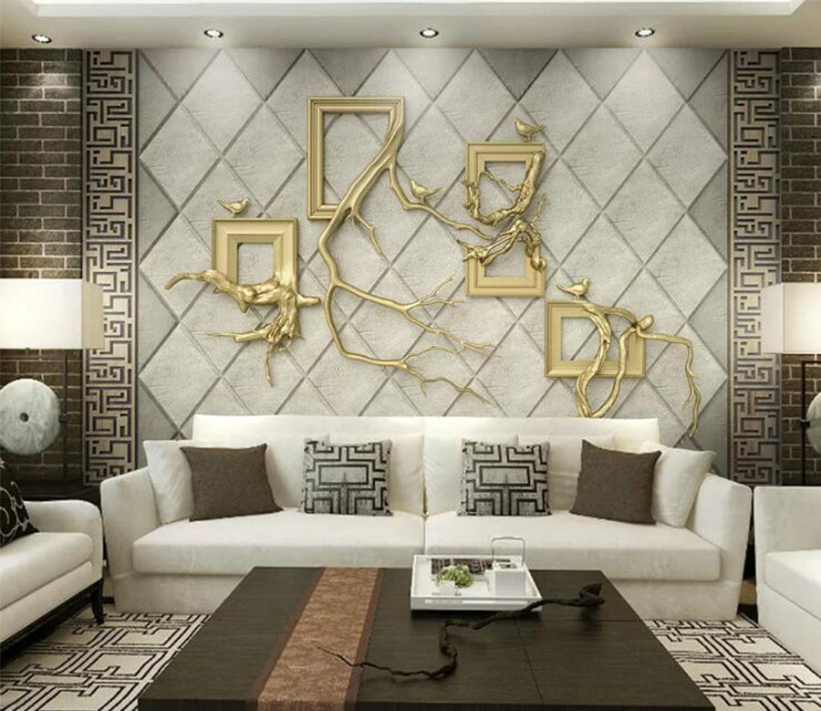 3D Gold Pattern WC158 Wall Murals