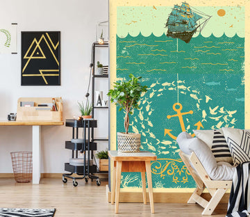 3D Golden Anchor 1406 Showdeer Wall Mural Wall Murals