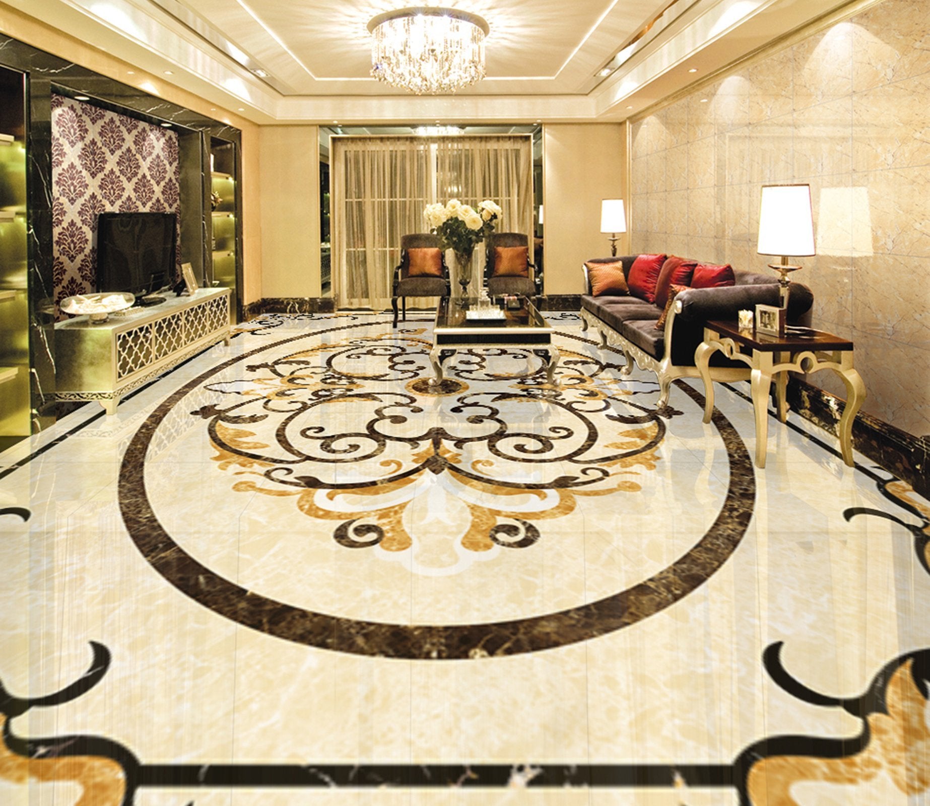 3D Marble Pattern WG343 Floor Mural Wallpaper AJ Wallpaper 2 