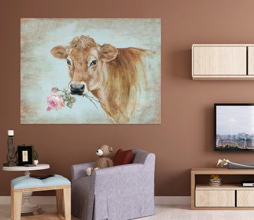 3D Cow Flowers 075 Debi Coules Wall Sticker
