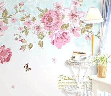 3D Flower Butterfly WC03 Wall Murals Wallpaper AJ Wallpaper 2 