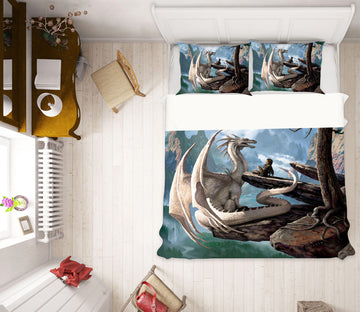 3D White Dragon Stone 6223 Ciruelo Bedding Bed Pillowcases Quilt