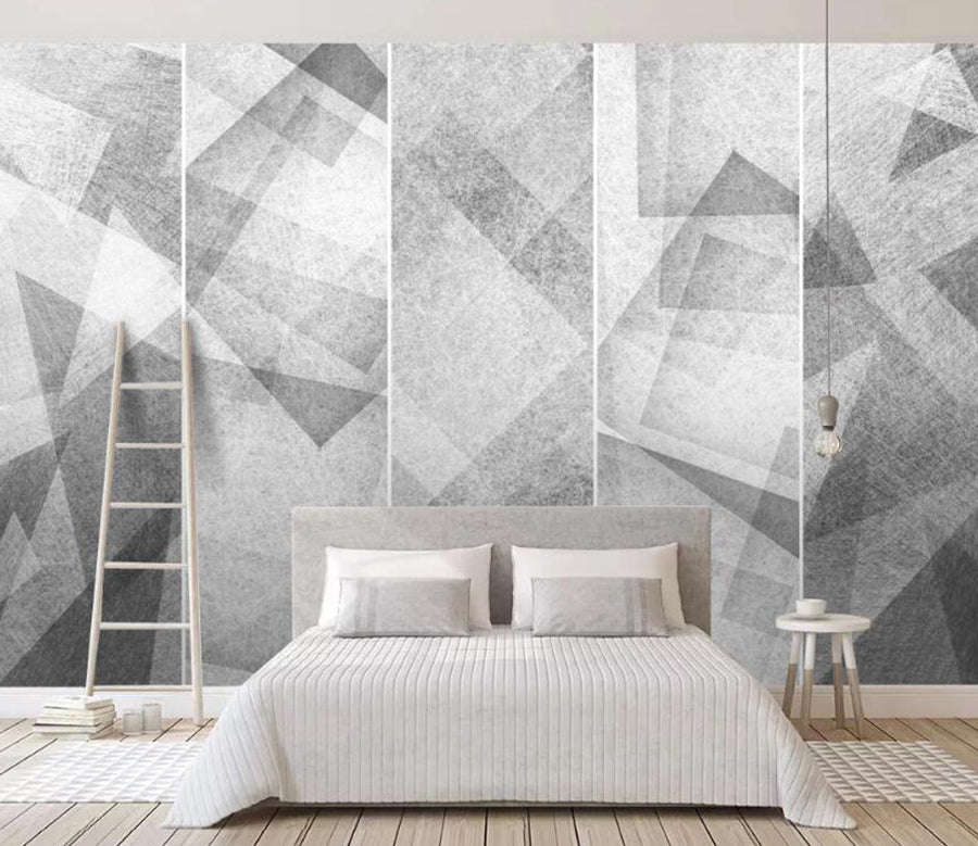 3D Long Grid Gray 728 Wall Murals
