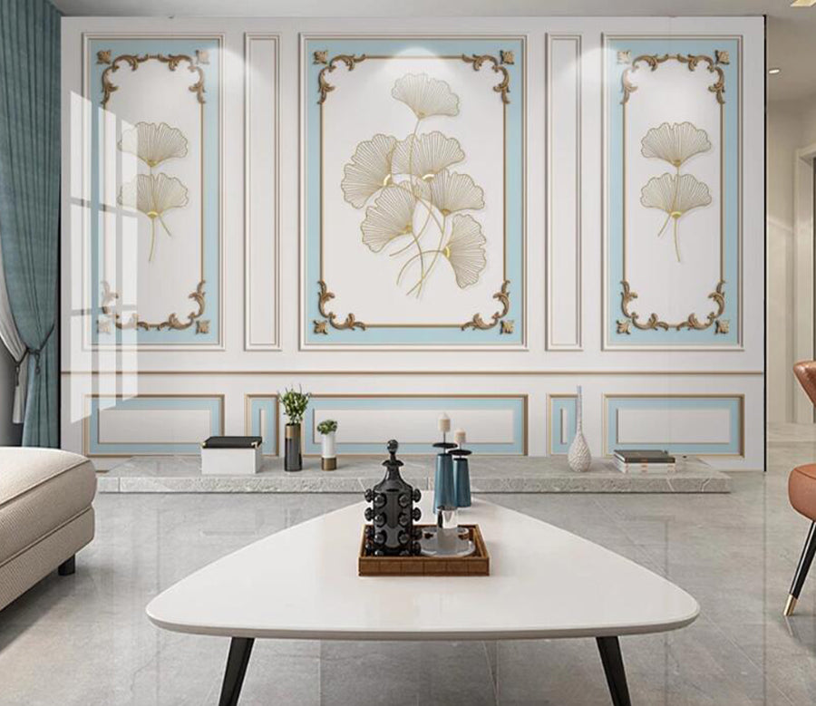 3D White Flowers 329 Wall Murals