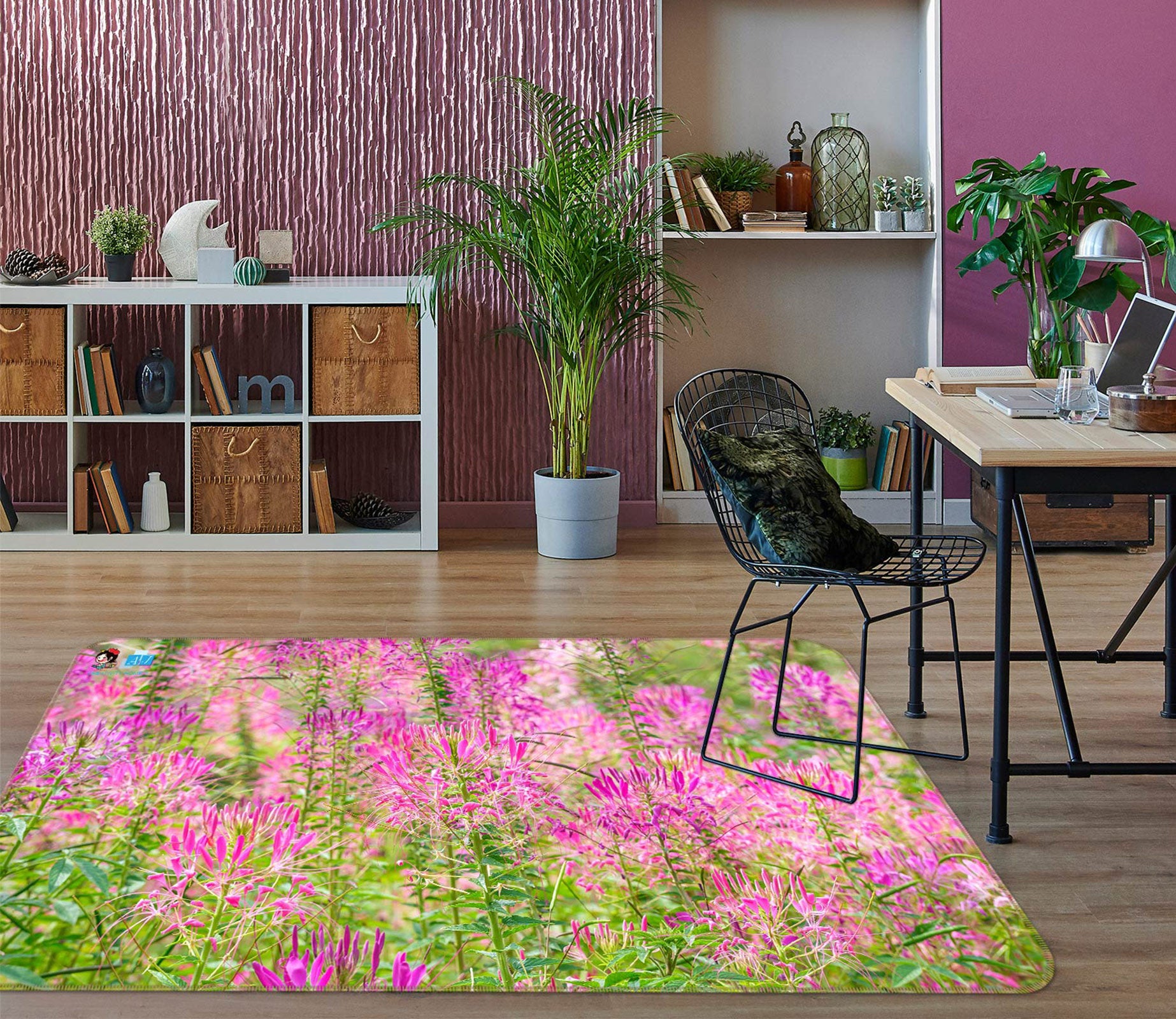 3D Pink Flowers 6867 Assaf Frank Rug Non Slip Rug Mat
