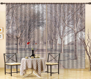 3D White Woods 6386 Assaf Frank Curtain Curtains Drapes