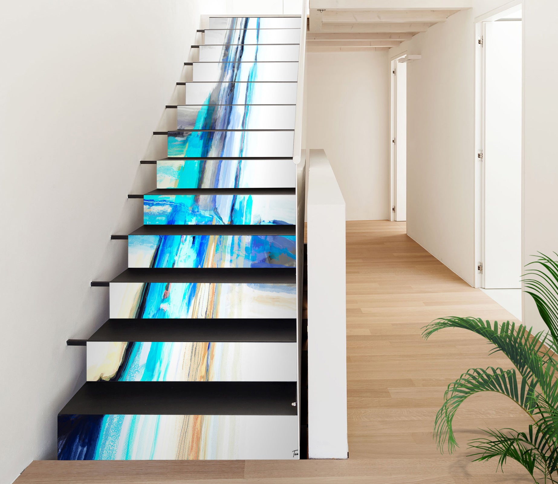 3D White Blue Texture 9460 Michael Tienhaara Stair Risers