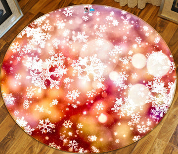 3D Snow Aperture 56077 Christmas Round Non Slip Rug Mat Xmas