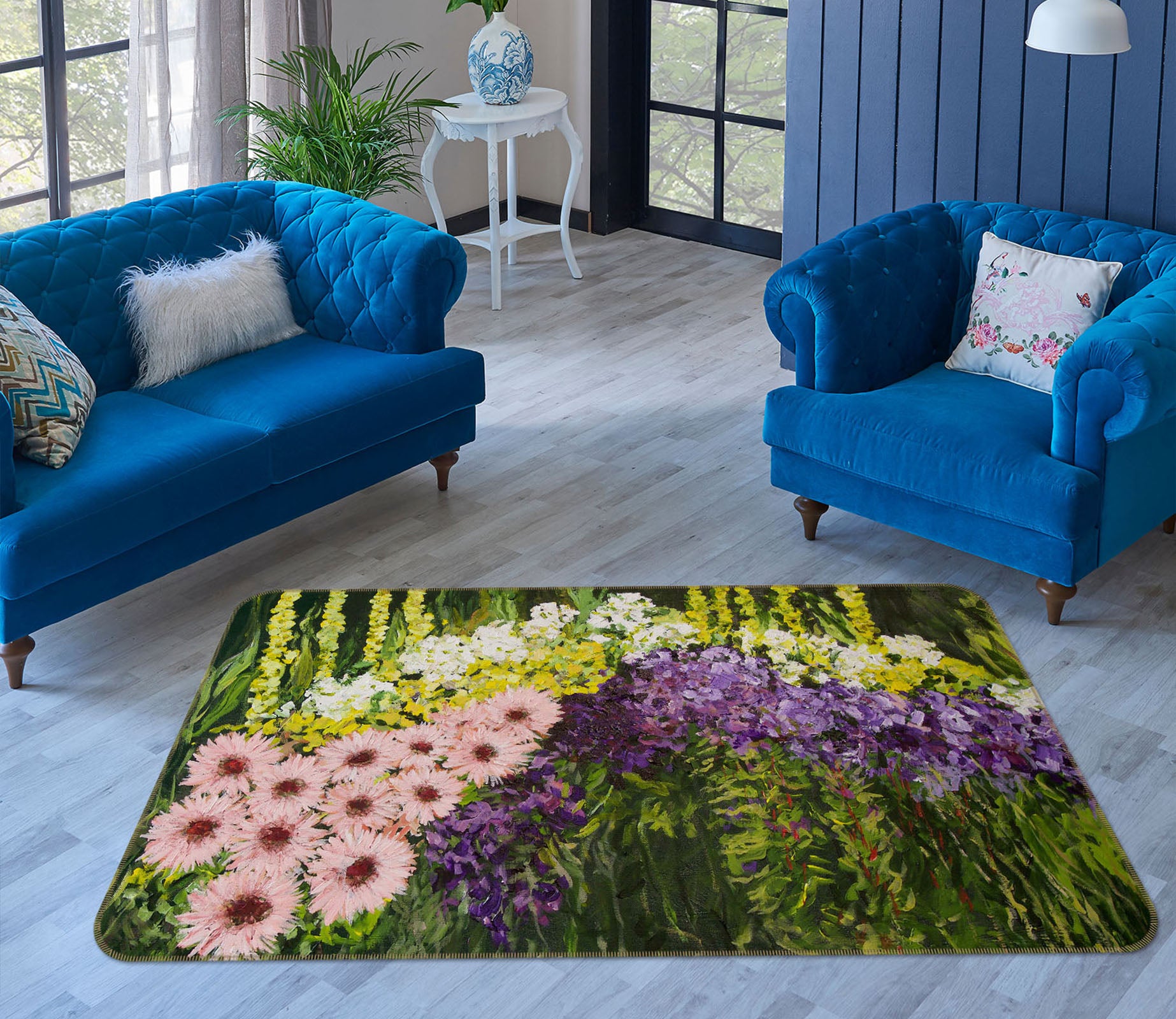 3D Open Chrysanthemum 1079 Allan P. Friedlander Rug Non Slip Rug Mat