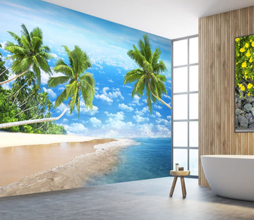 3D Ocean Coconut Tree 003 Wall Murals Wallpaper AJ Wallpaper 2 