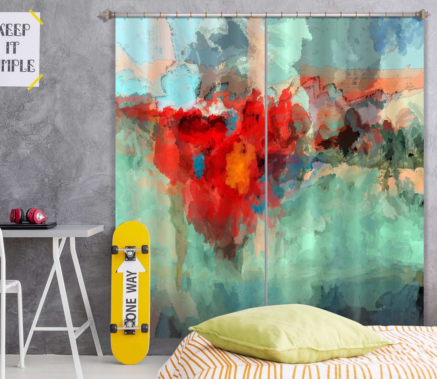 3D Red Smoke 247 Michael Tienhaara Curtain Curtains Drapes