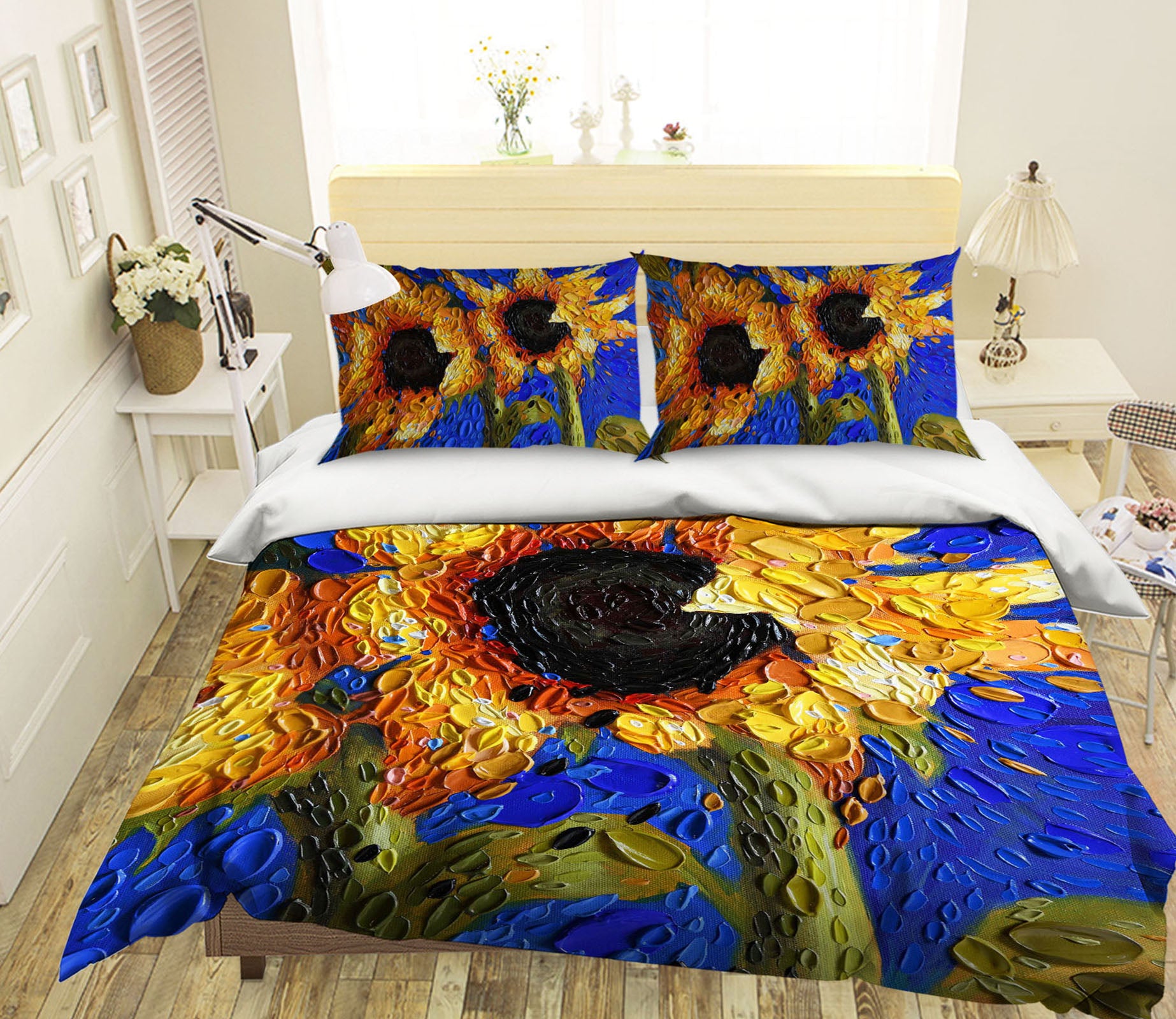 3D Sunflowers 2102 Dena Tollefson bedding Bed Pillowcases Quilt