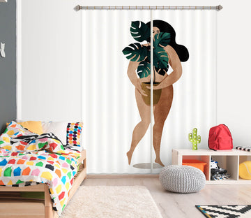 3D Woman Flower Pot 1092 Boris Draschoff Curtain Curtains Drapes