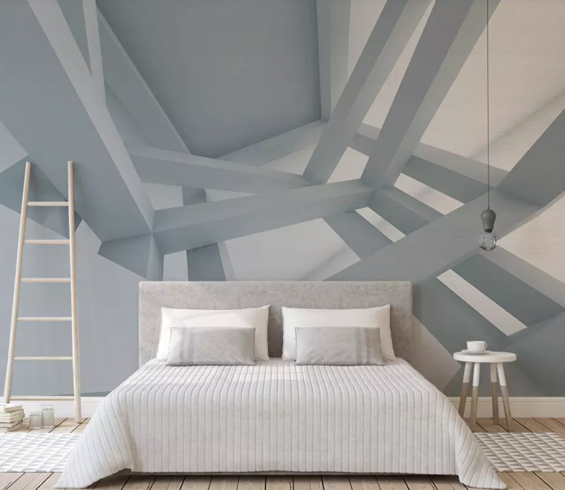 3D White Geometry WC12 Wall Murals Wallpaper AJ Wallpaper 2 