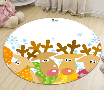 3D Cartoon Cute Deer 052 Round Non Slip Rug Mat Mat AJ Creativity Home 