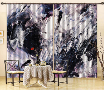 3D Abstract Black Painting 13 Curtains Drapes Curtains AJ Creativity Home 