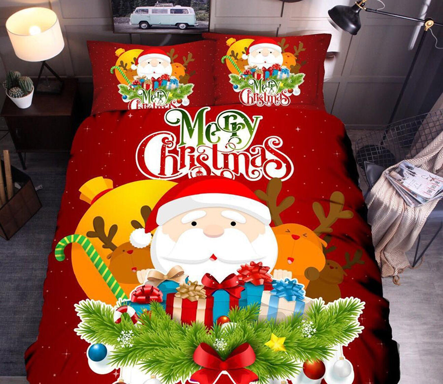 3D Gift Santa 32065 Christmas Quilt Duvet Cover Xmas Bed Pillowcases