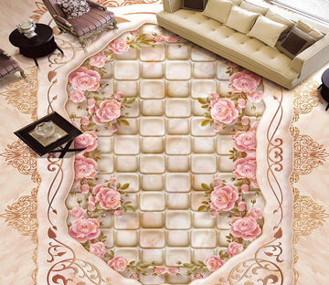 3D Square Flower 033 Floor Mural  Self-Adhesive Sticker Bathroom Non-slip Waterproof Flooring Murals