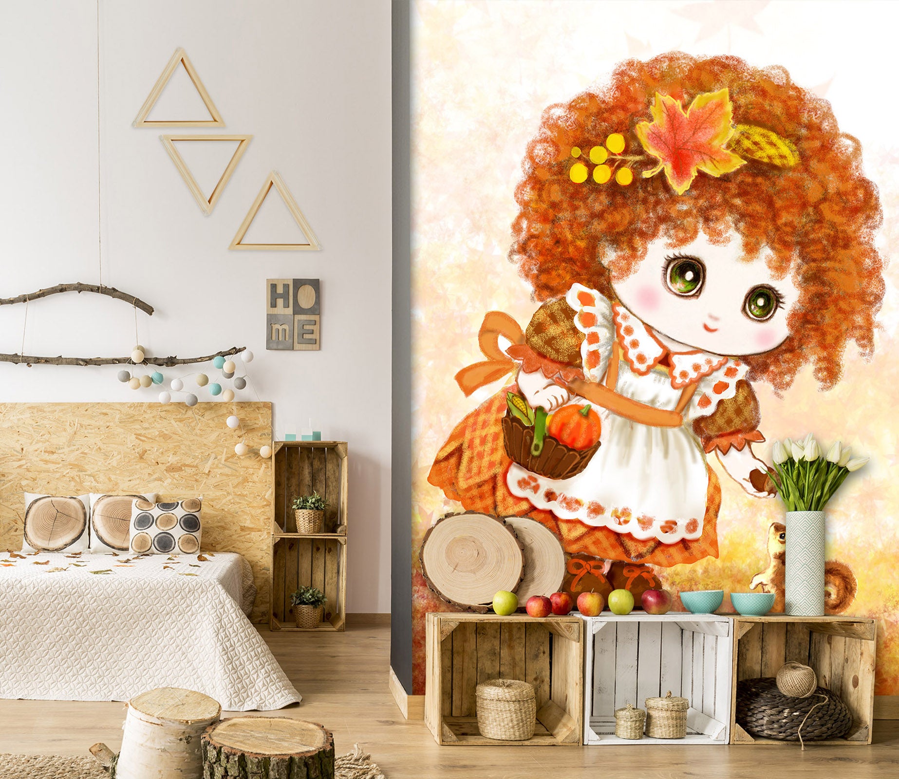 3D Maple Leaf Girl 5478 Kayomi Harai Wall Mural Wall Murals