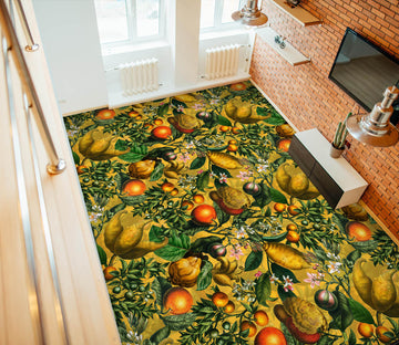 3D Orange Leaves 10028 Uta Naumann Floor Mural  Wallpaper Murals Self-Adhesive Removable Print Epoxy