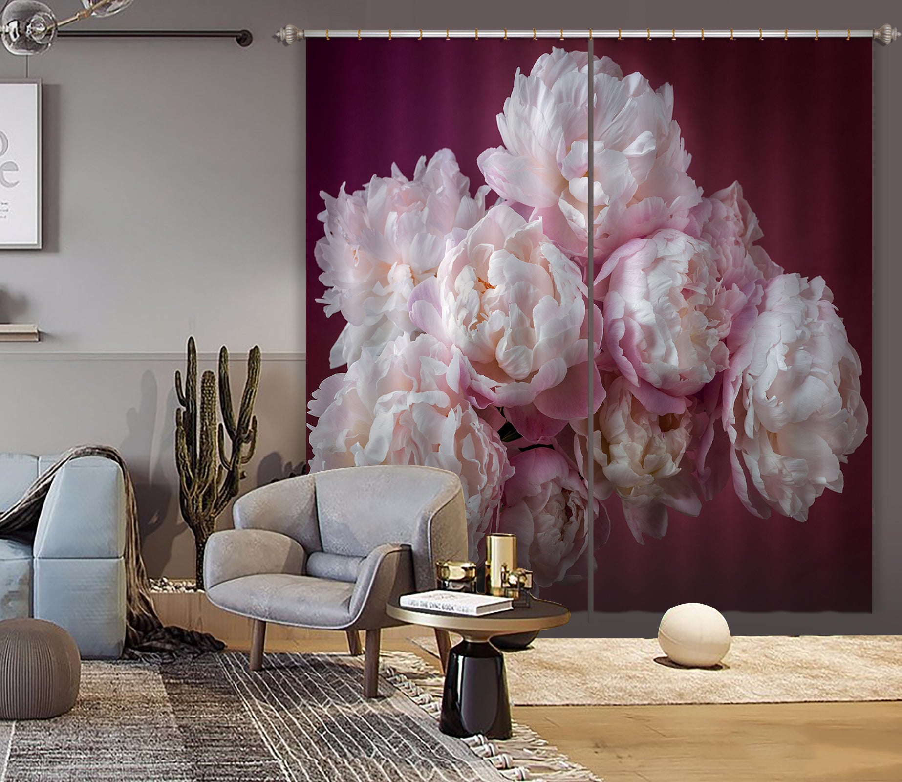 3D Pink Flower 6523 Assaf Frank Curtain Curtains Drapes