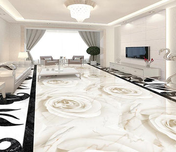 3D White Flowers WG115 Floor Mural Wallpaper AJ Wallpaper 2 
