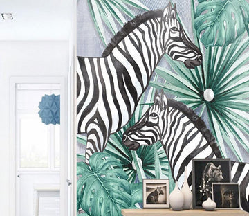 3D Zebra Leaves 556 Wall Murals Wallpaper AJ Wallpaper 2 