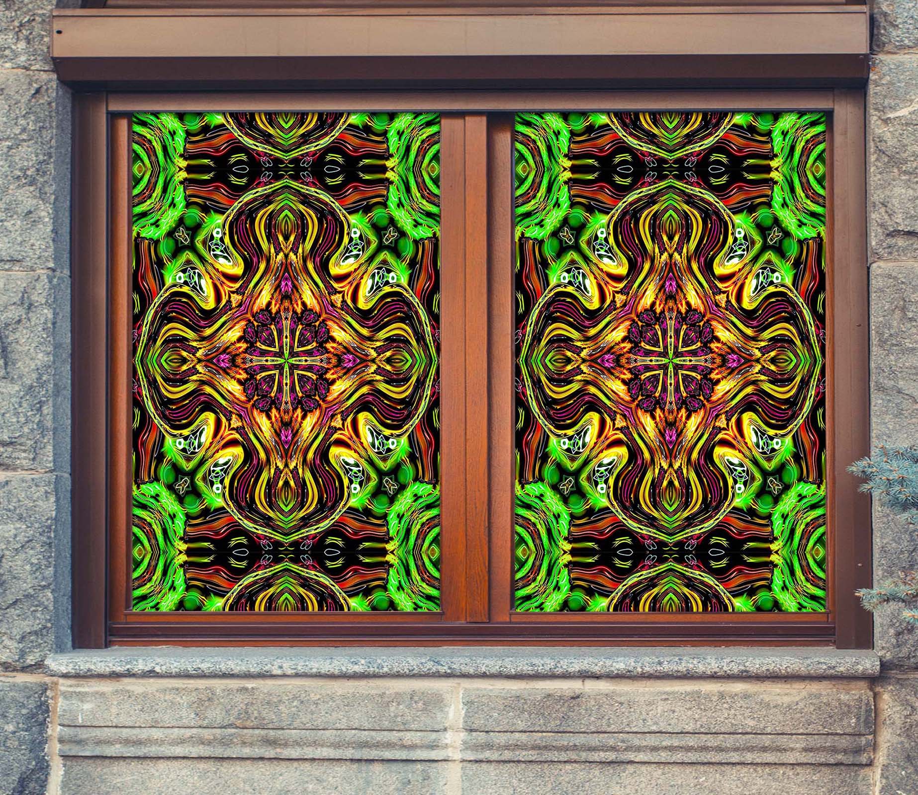 3D Yellow Petals 053 Window Film Print Sticker Cling Stained Glass UV Block