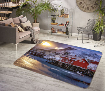 3D Red House 1110 Marco Carmassi Rug Non Slip Rug Mat