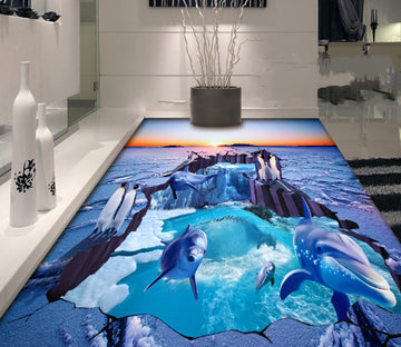 3D Sky Dolphin 418 Floor Mural  Wallpaper Murals Rug & Mat Print Epoxy waterproof bath floor