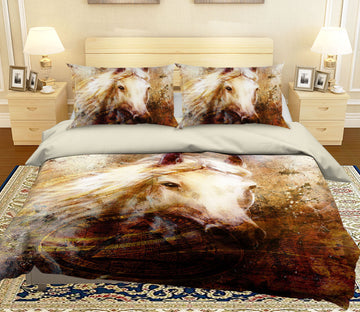 3D White Horse Painting 116 Bed Pillowcases Quilt