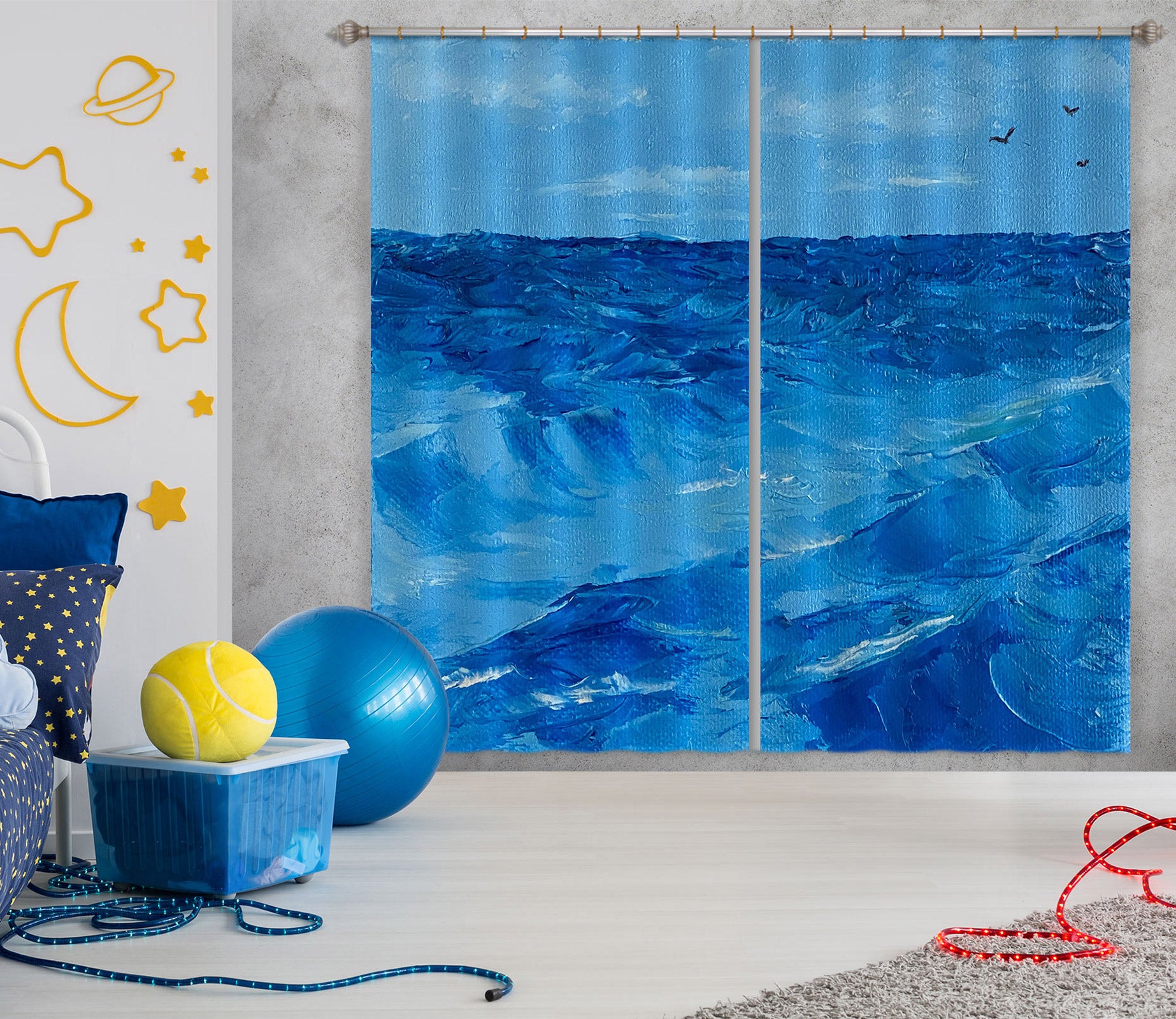 3D Blue Ocean 9774 Marina Zotova Curtain Curtains Drapes