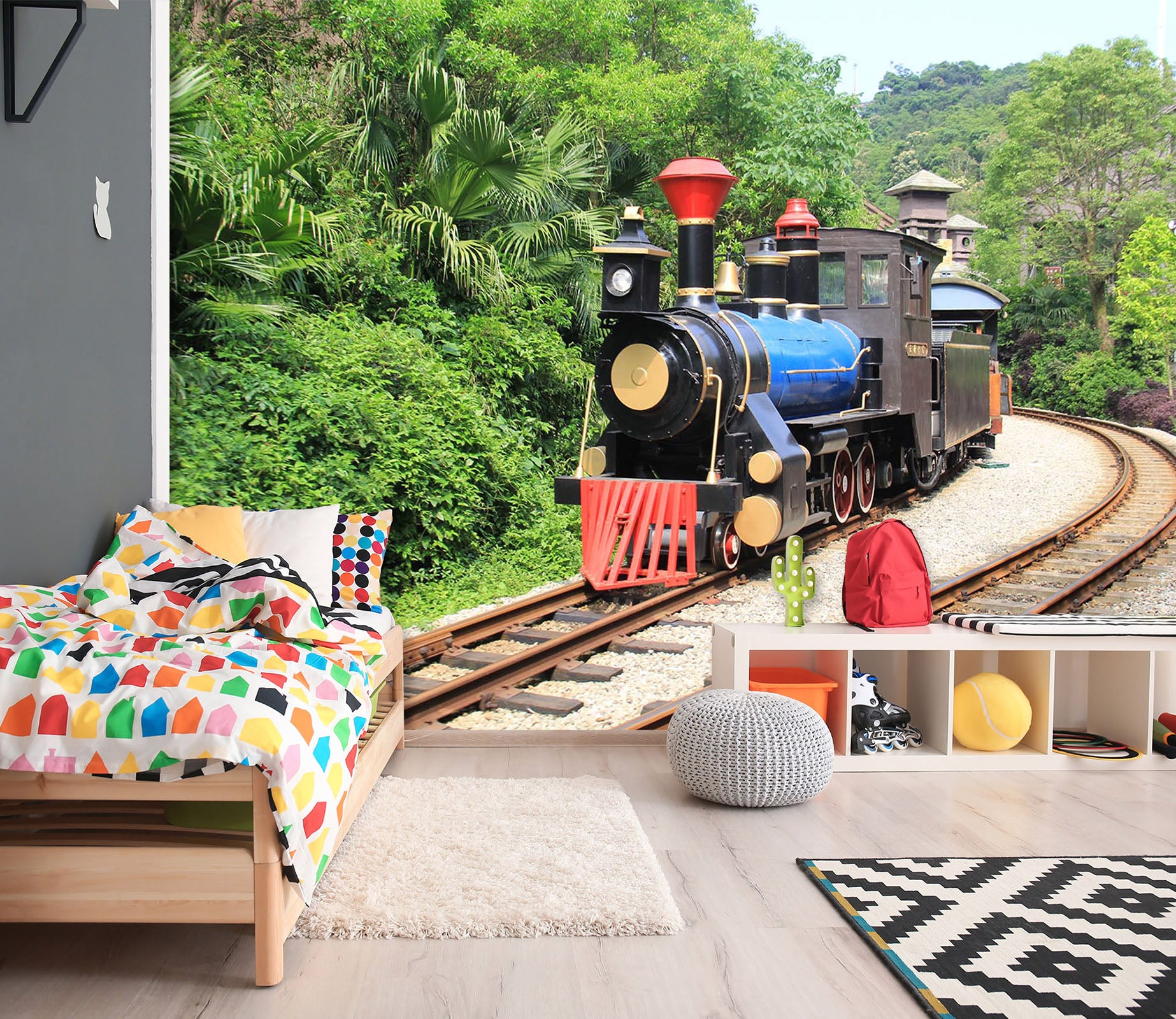 3D Train Mountain 036 Vehicle Wall Murals