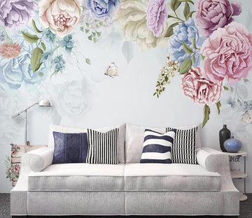 3D Colored Flowers 034 Wall Murals