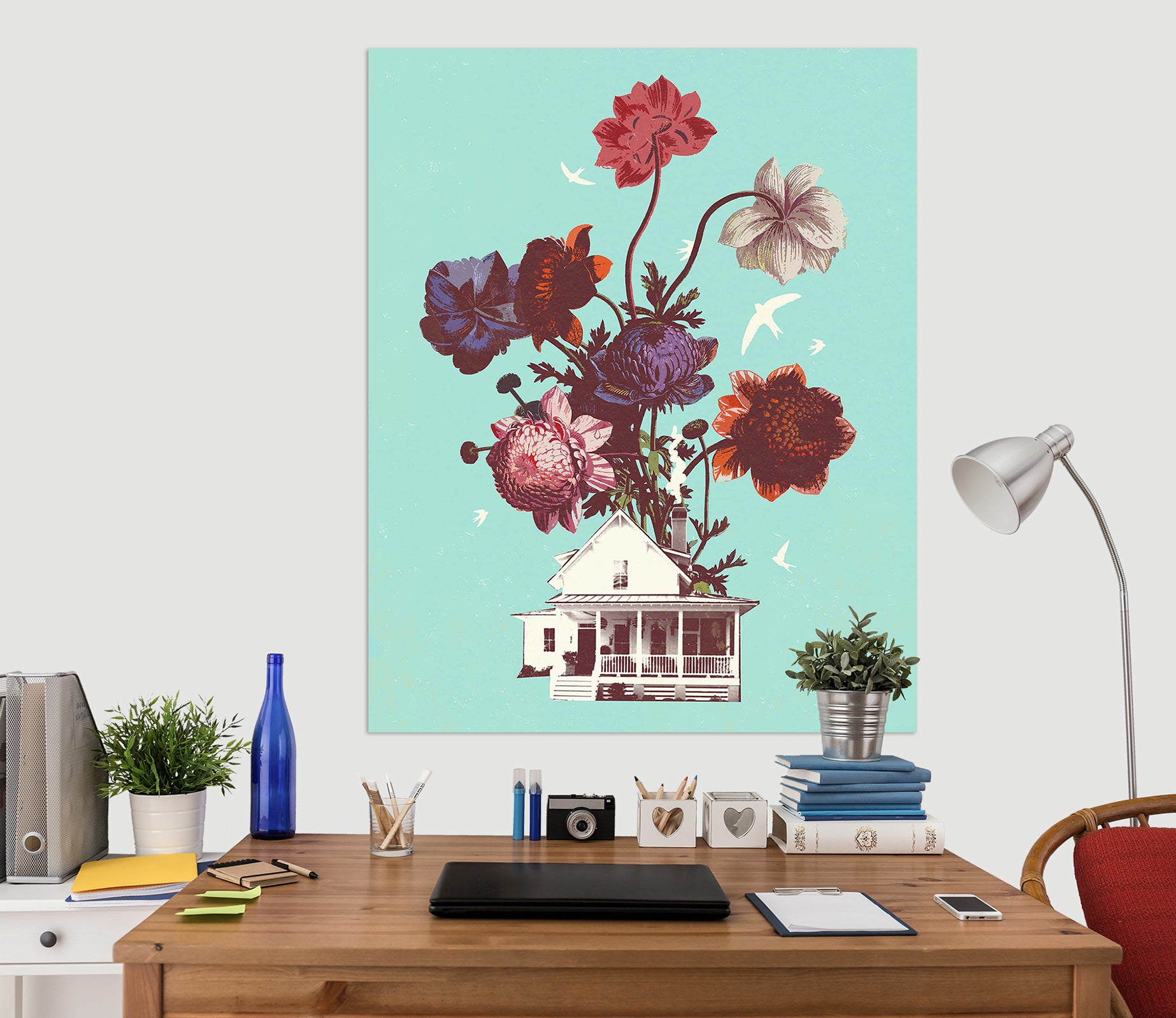 3D Flower House 014 Showdeer Wall Sticker