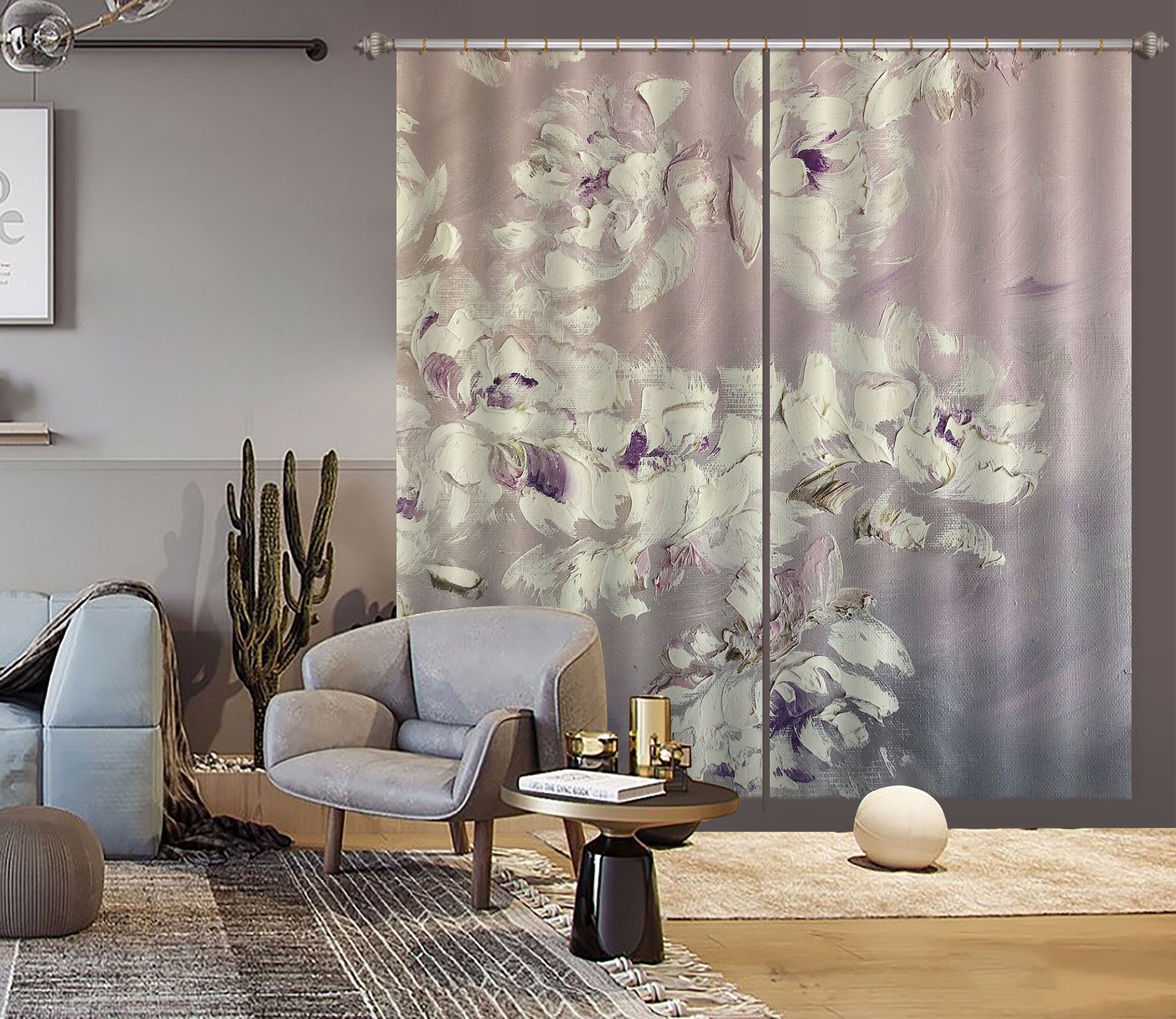 3D White Flower 414 Skromova Marina Curtain Curtains Drapes