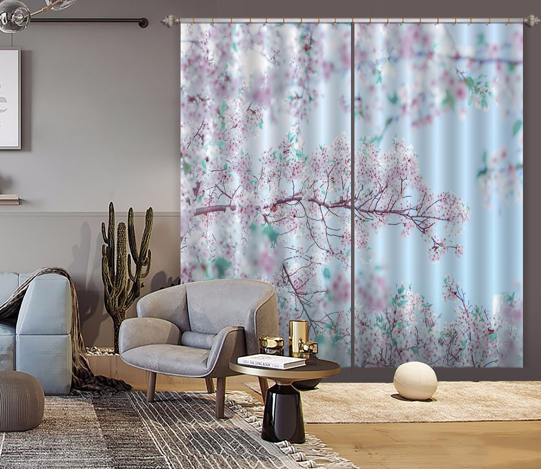 3D Pink Flower 6542 Assaf Frank Curtain Curtains Drapes