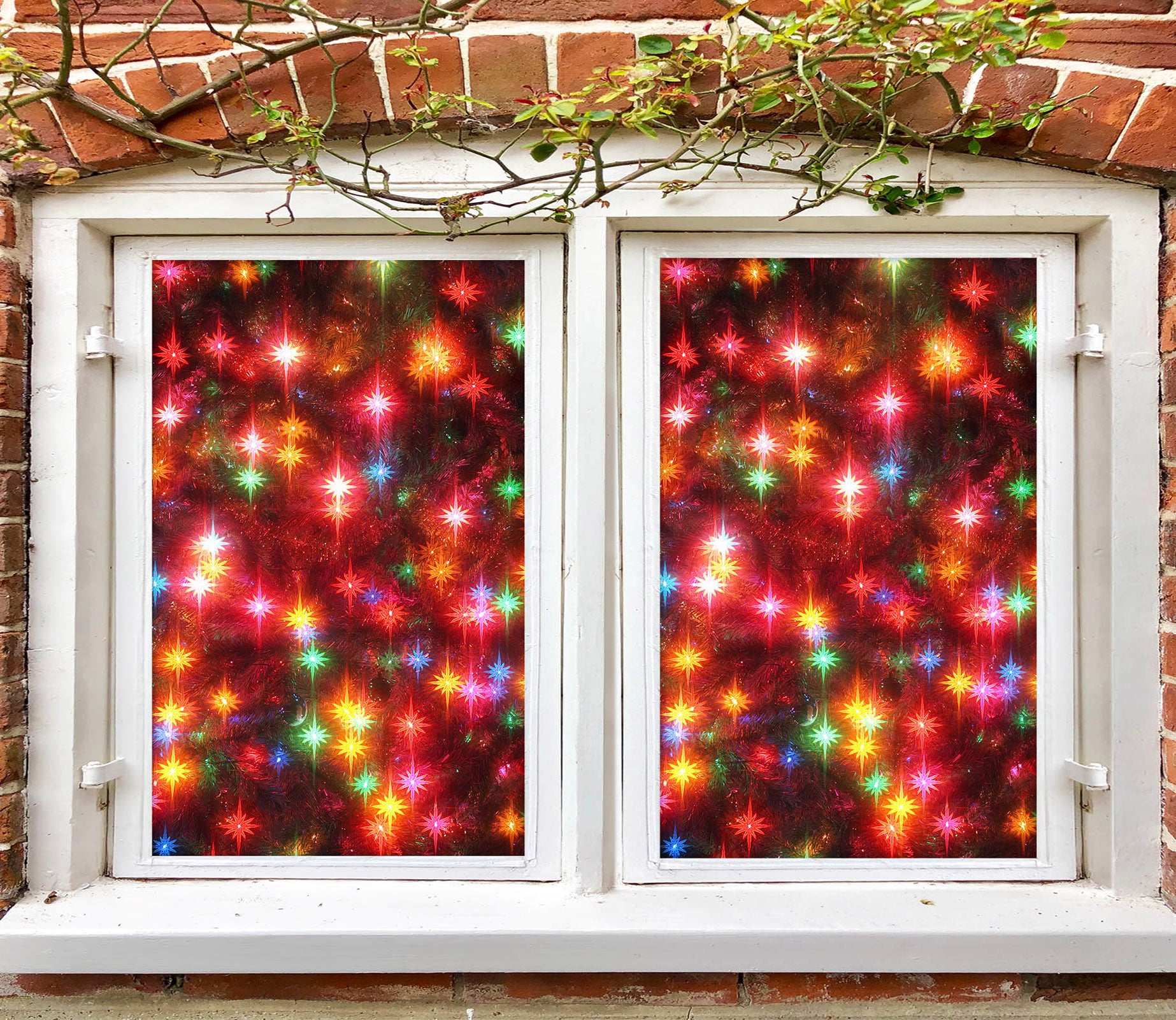 3D Colorful Starlight 31003 Christmas Window Film Print Sticker Cling Stained Glass Xmas