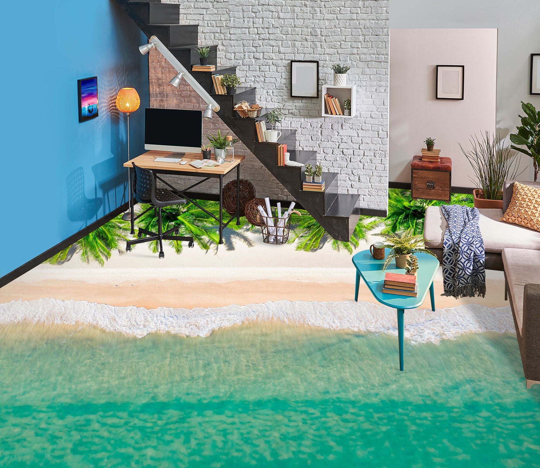3D Cool Green Sea 841 Floor Mural  Wallpaper Murals Rug & Mat Print Epoxy waterproof bath floor