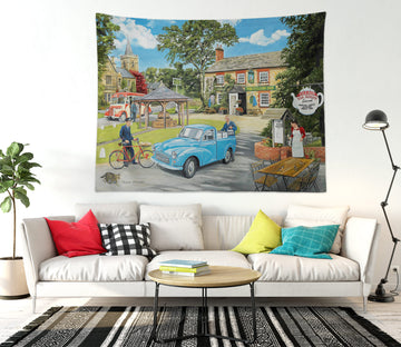 3D Blue Car Building 112106 Trevor Mitchell Tapestry Hanging Cloth Hang