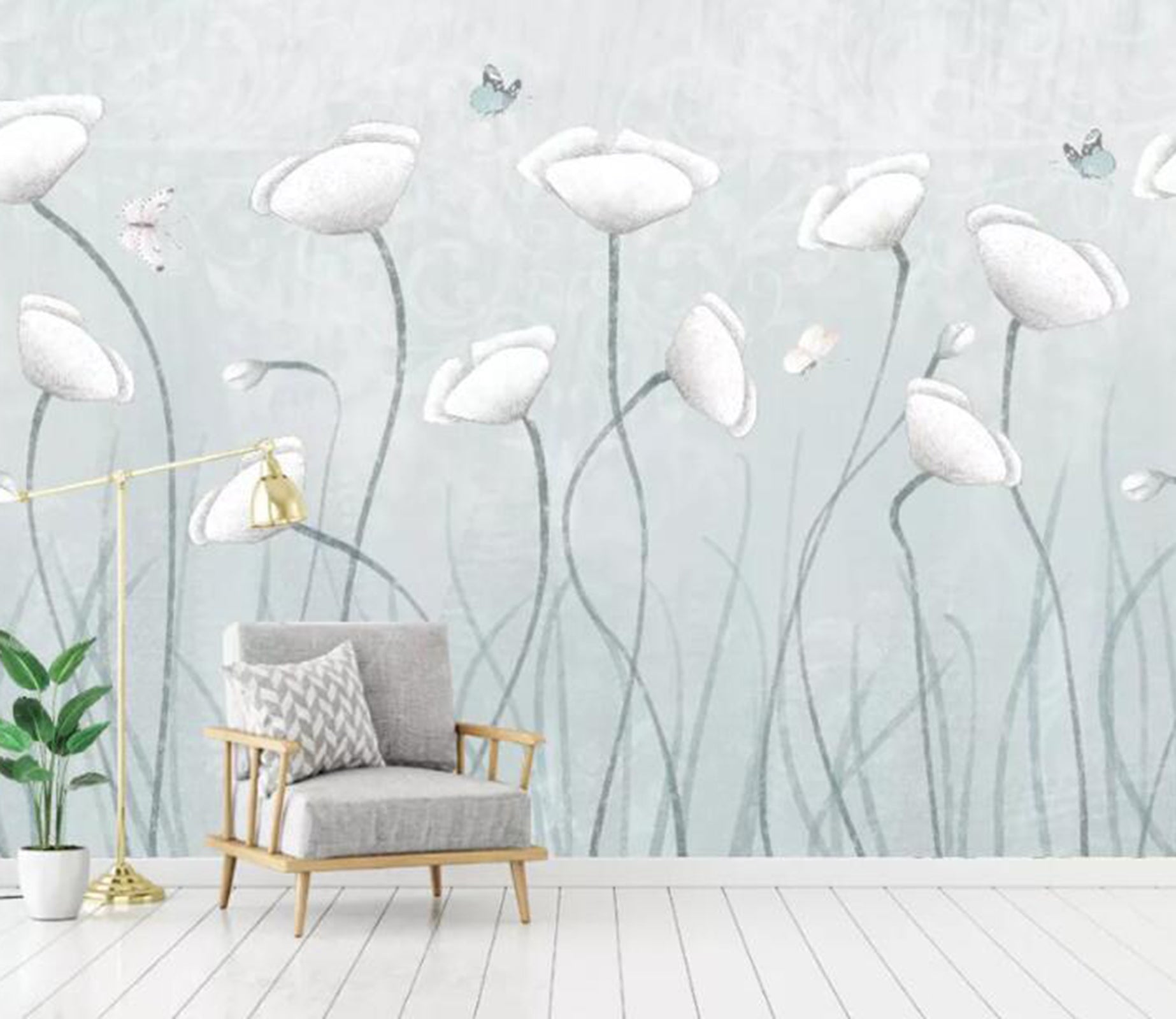 3D White Petals WC08 Wall Murals Wallpaper AJ Wallpaper 2 