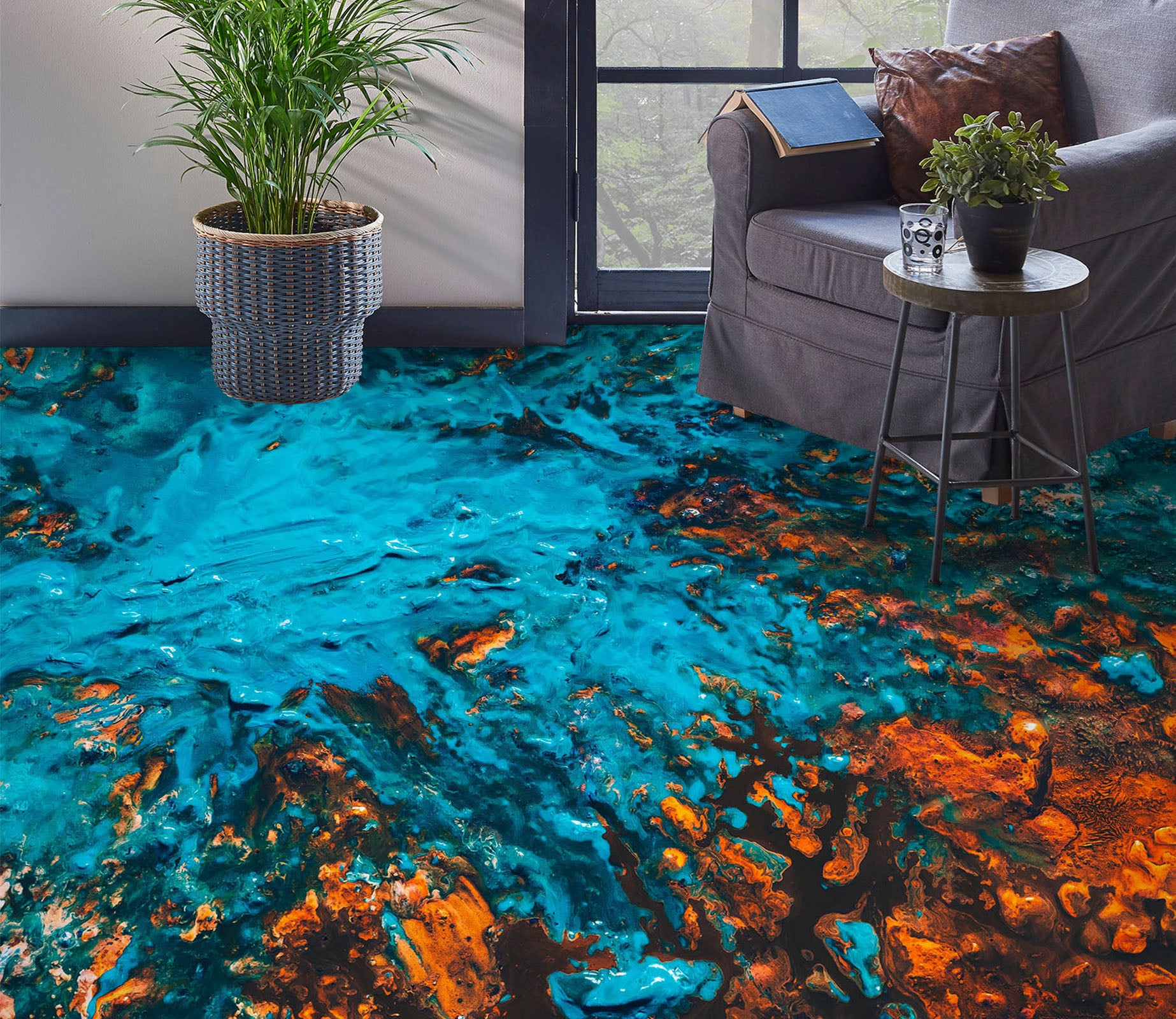 3D Blue Sea Oil Painting 204 Floor Mural  Wallpaper Murals Rug & Mat Print Epoxy waterproof bath floor