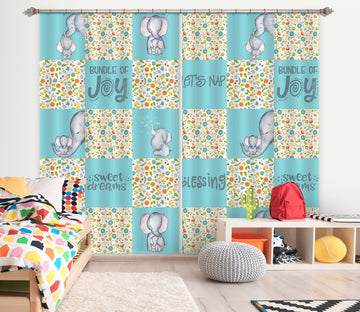 3D Blue Elephant 152 Uta Naumann Curtain Curtains Drapes