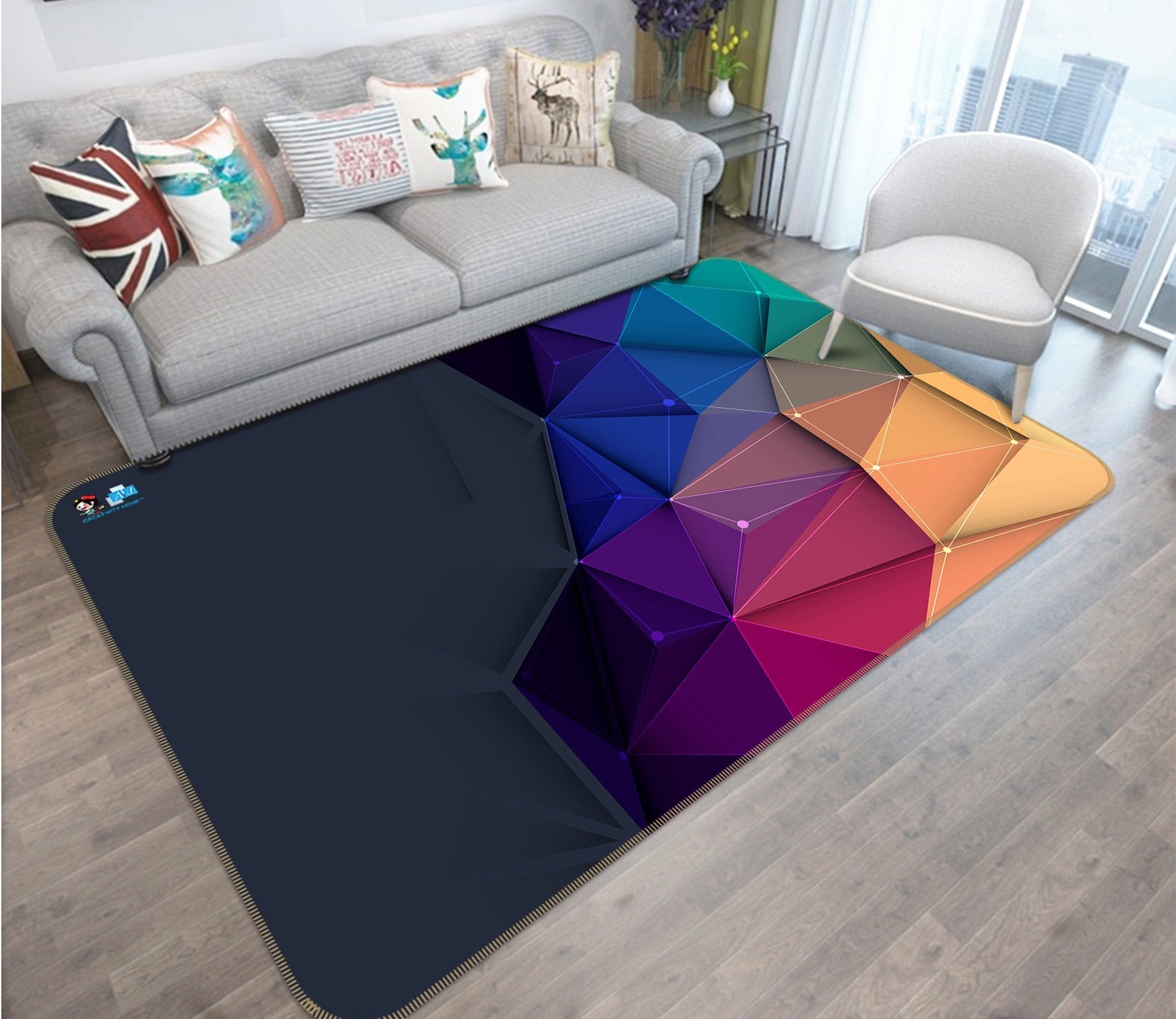 3D Stereoscopic Triangle 16 Non Slip Rug Mat Mat AJ Creativity Home 