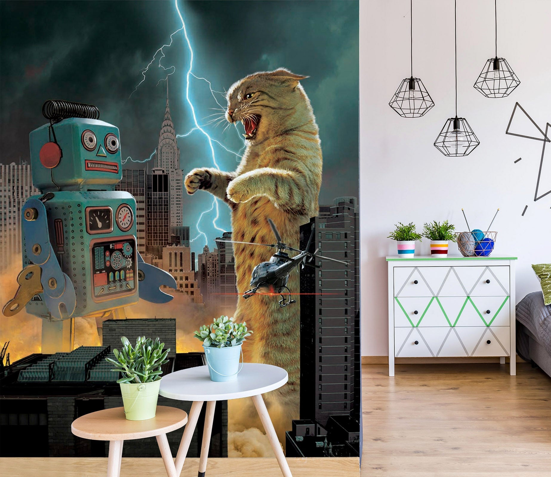 3D Robot Cat 1419 Wall Murals Exclusive Designer Vincent Wallpaper AJ Wallpaper 