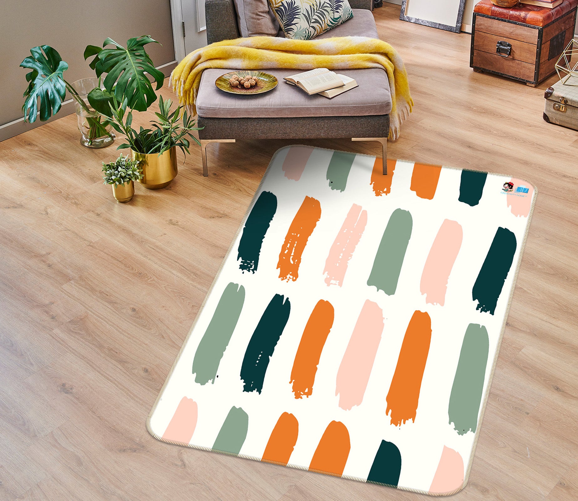 3D Color Vertical Bar 107147 Kashmira Jayaprakash Rug Non Slip Rug Mat