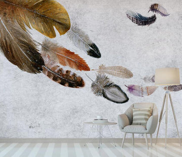 3D Falling Of Colored Feathers 2203 Wall Murals